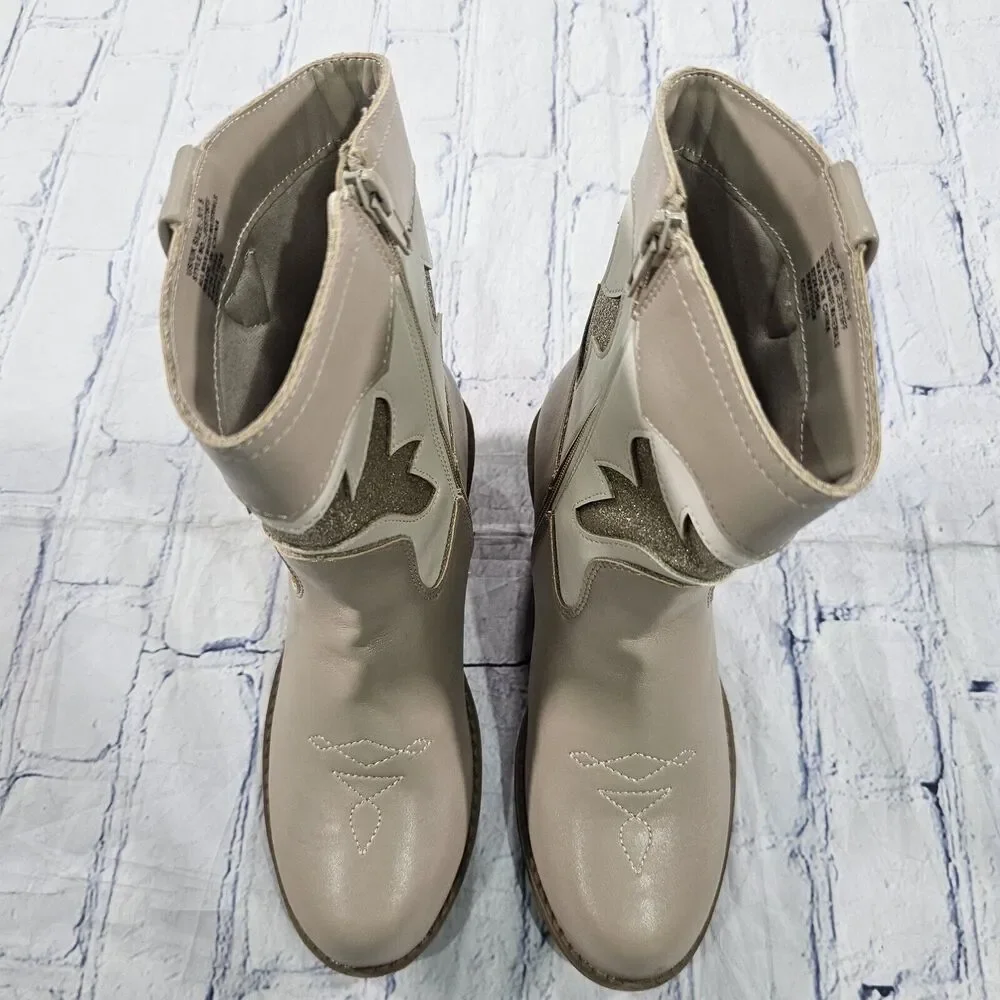 Jessica Simpson GIRLS SIZE 3 Western Cowboy Boots Beige JES775FF